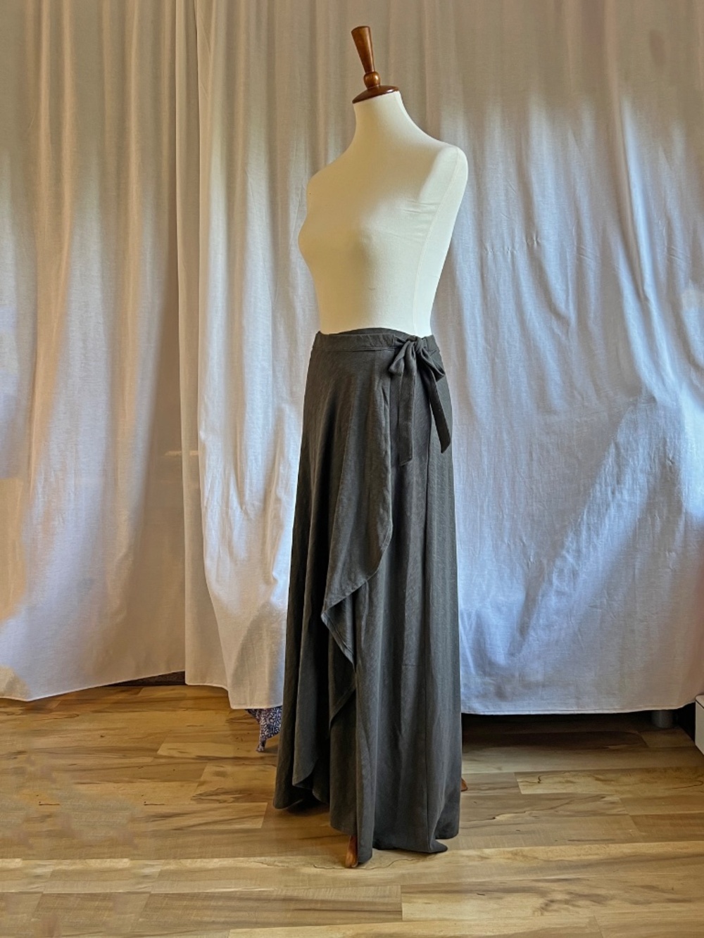 Khaki Knit Maxi Wrap Skirt - Picture 3 of 6